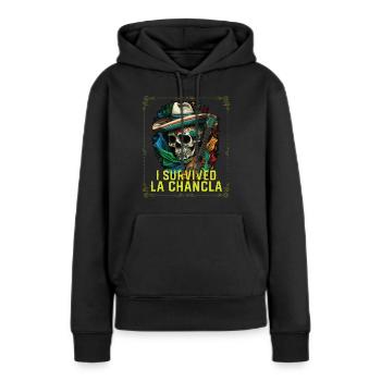J’ai survécu à la Chancla Mexicaine Pantoufles Sandales - Sweat à capuche Premium bio Femme - noir - Devant - Julia (174cm)