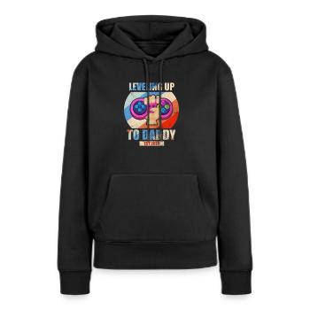 Grossesse - Sweat à capuche Premium bio Femme - noir - Devant - Julia (174cm)