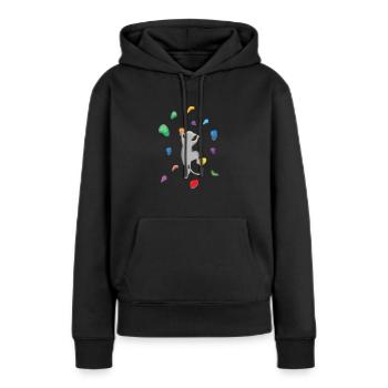 Mur d’escalade de chat domestique - Sweat à capuche Premium bio Femme - noir - Devant - Julia (174cm)
