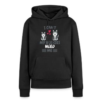 Ich kann nicht Hunde Tier Lustiges Geschenk Husky - Frauen Premium Bio Hoodie - Schwarz - Vorne - Julia (174cm)