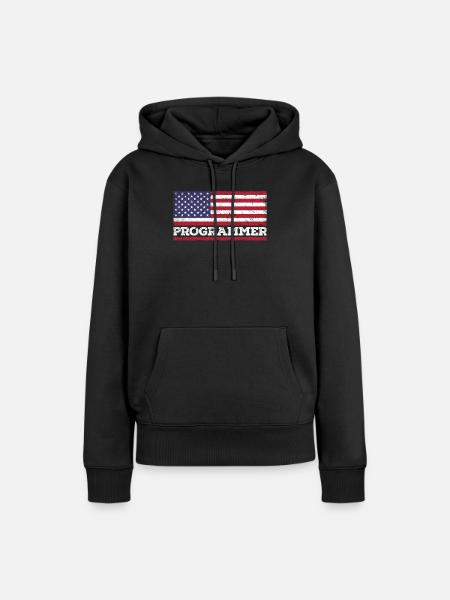 USA Flag Programmer Amerika Programmer - Frauen Premium Bio Hoodie - Schwarz