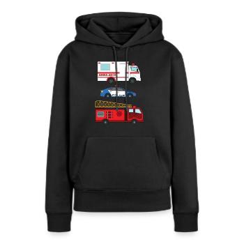 Krankenwagen der Polizei Feuerwehrauto _ - Frauen Premium Bio Hoodie - Schwarz - Vorne - Julia (174cm)