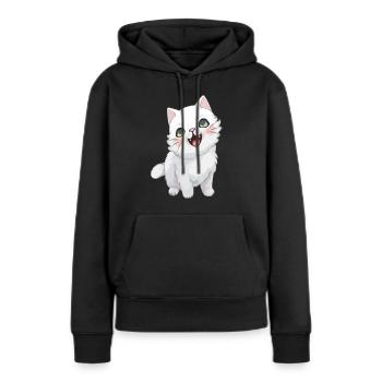 Chaton mignon avec œil de chat pour les amoureux des chats - Sweat à capuche Premium bio Femme - noir - Devant - Julia (174cm)