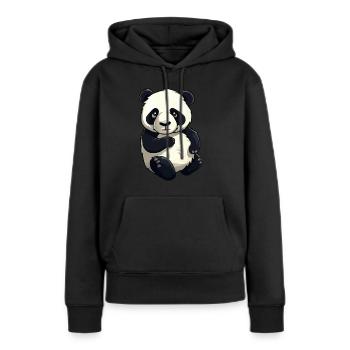 Knuffiger Panda Bär - Frauen Premium Bio Hoodie - Schwarz - Vorne - Julia (174cm)