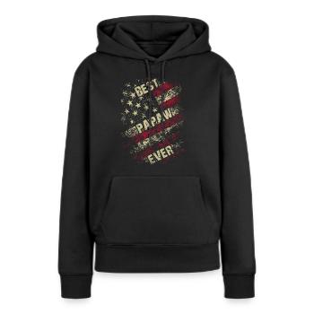 Grand-père drapeau américain Meilleur papaw jamais fête des pères - Sweat à capuche Premium bio Femme - noir - Devant - Julia (174cm)