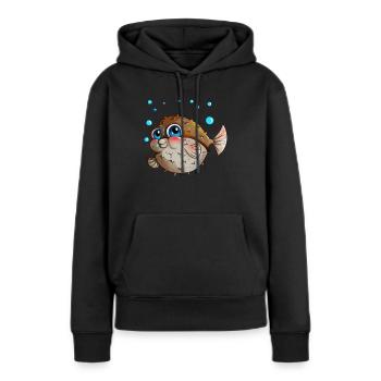 Kugelfisch mit Luftblasen Angler Kinder Geschenk - Frauen Premium Bio Hoodie - Schwarz - Vorne - Julia (174cm)