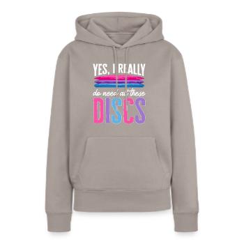 Discgolf Disc Golf Frisbee - Frauen Premium Bio Hoodie - Taupe - Vorne - Julia (174cm)