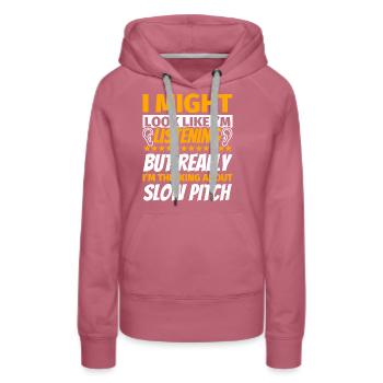 Slow Pitch Funny Gift - Women’s Premium Organic Hoodie - mauve - Front - Isabella (175cm)
