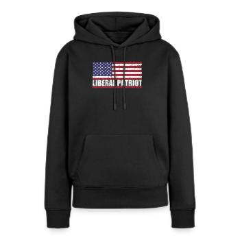 Libéral Patriote USA Drapeau Patriotique - Sweat à capuche Premium bio Femme - noir - Devant - Julia (174cm)
