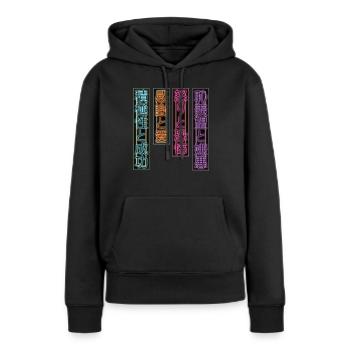 Japan Retro Streetwear Vaporwave Ästhetik - Frauen Premium Bio Hoodie - Schwarz - Vorne - Julia (174cm)