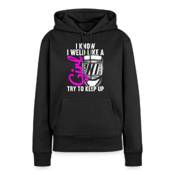 Schweißen Schweißer Schweißer - Frauen Premium Bio Hoodie - Schwarz - Vorne - Julia (174cm)
