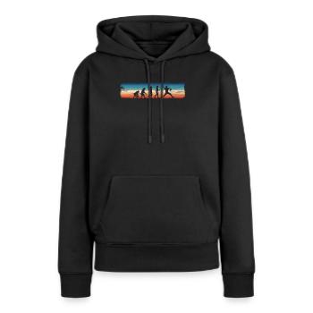Die Evolution des Baseballs im - Frauen Premium Bio Hoodie - Schwarz - Vorne - Julia (174cm)