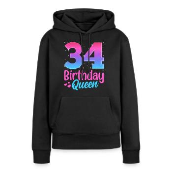 Birthday Queen 34 Geburtstag - Women’s Premium Organic Hoodie - black - Front - Julia (174cm)