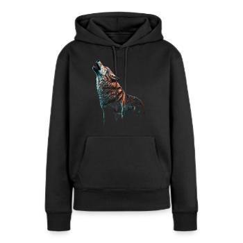 Wolf heulen Tiermotiv Zoo Geschenk Tier Wildtier - Frauen Premium Bio Hoodie - Schwarz - Vorne - Julia (174cm)