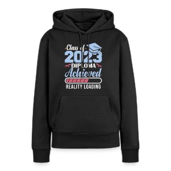Diplôme de la promotion 2023 obtenu - Sweat à capuche Premium bio Femme - noir - Devant - Julia (174cm)