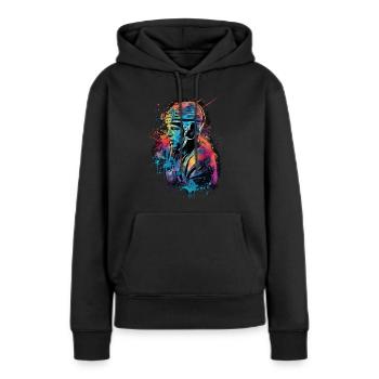 Bunter Eishockey Spieler Geschenk Eishockey Fans - Frauen Premium Bio Hoodie - Schwarz - Vorne - Julia (174cm)