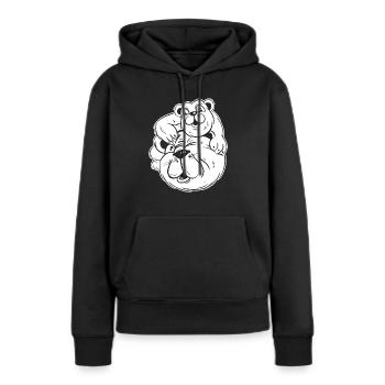 Fête des pères Papa Wear - Sweat à capuche Premium bio Femme - noir - Devant - Julia (174cm)