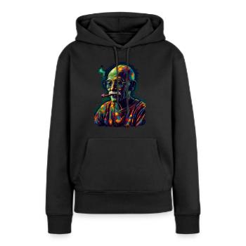 Mahatma Gandhi, lauréat du prix Nobel de la paix - Sweat à capuche Premium bio Femme - noir - Devant - Julia (174cm)