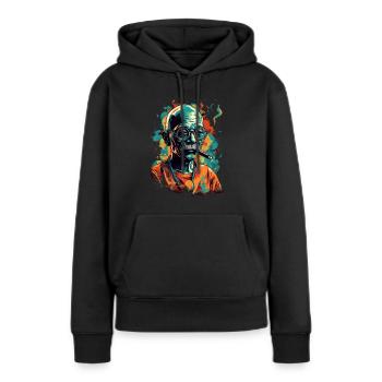 Lauréat du prix Nobel de la paix Mahatma Gandhi Gift - Sweat à capuche Premium bio Femme - noir - Devant - Julia (174cm)
