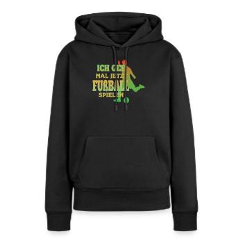Fußballzubehör Geschenkidee Fußballfan - Frauen Premium Bio Hoodie - Schwarz - Vorne - Julia (174cm)