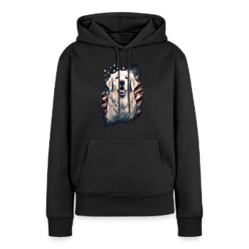 Hund Amerikanische Flagge stolzer Hundeliebhaber - Frauen Premium Bio Hoodie - Schwarz - Vorne - Julia (174cm)