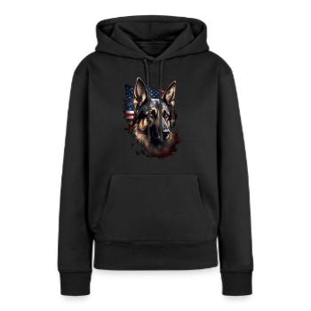 Schäferhund Amerikanische Flagge stolzer Hund - Frauen Premium Bio Hoodie - Schwarz - Vorne - Julia (174cm)