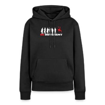 Fußballzubehör Geschenkidee Fußballfan - Frauen Premium Bio Hoodie - Schwarz - Vorne - Julia (174cm)