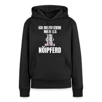 Gelangweiltes Nilpferd / Nölpferd / Keinen Bock - Frauen Premium Bio Hoodie - Schwarz - Vorne - Julia (174cm)