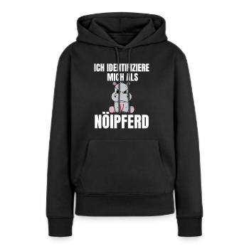 Gelangweiltes Nilpferd / Nölpferd / Keinen Bock - Frauen Premium Bio Hoodie - Schwarz - Vorne - Julia (174cm)
