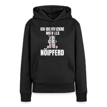 Gelangweiltes Nilpferd / Nölpferd / Keinen Bock - Frauen Premium Bio Hoodie - Schwarz - Vorne - Julia (174cm)