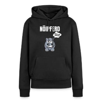Gelangweiltes Nilpferd / Nölpferd / Keinen Bock - Frauen Premium Bio Hoodie - Schwarz - Vorne - Julia (174cm)