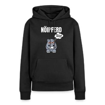 Gelangweiltes Nilpferd / Nölpferd / Keinen Bock - Frauen Premium Bio Hoodie - Schwarz - Vorne - Julia (174cm)
