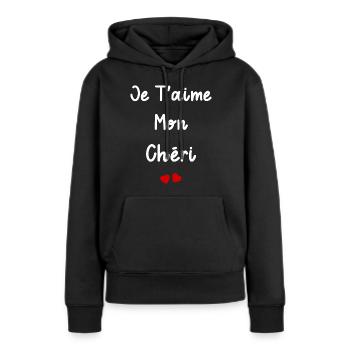 Je t'aime mon chéri - Sweat à capuche Premium bio Femme - noir - Devant - Julia (174cm)