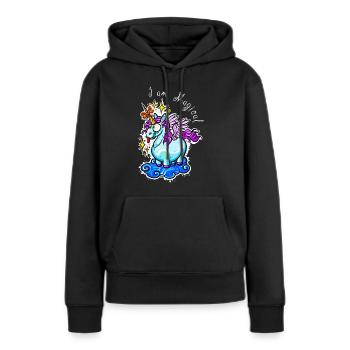 Einhorn Unicorn Süß - Frauen Premium Bio Hoodie - Schwarz - Vorne - Julia (174cm)