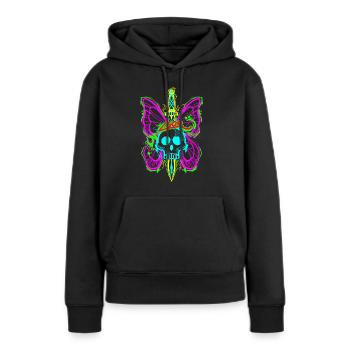 Totenkopf Schmetterling mit Dolch - Frauen Premium Bio Hoodie - Schwarz - Vorne - Julia (174cm)