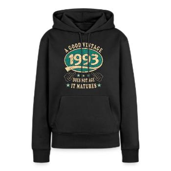 30. Geburtstag 1993 30er Guter Jahrgang - Frauen Premium Bio Hoodie - Schwarz - Vorne - Julia (174cm)