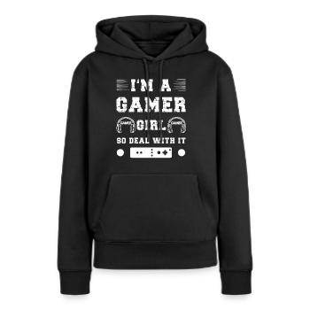 Im A Gamer Girl Gaming Citations - Sweat à capuche Premium bio Femme - noir - Devant - Julia (174cm)