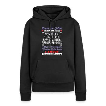 Noces de Coton - Sweat à capuche Premium bio Femme - noir - Devant - Julia (174cm)
