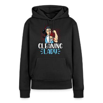 Femme de ménage - Sweat à capuche Premium bio Femme - noir - Devant - Julia (174cm)