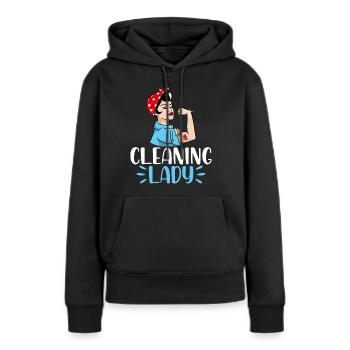 Femme de ménage - Sweat à capuche Premium bio Femme - noir - Devant - Julia (174cm)
