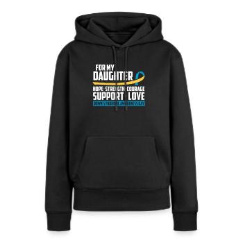 Down Syndrom T21 Trisomie Tochter - Frauen Premium Bio Hoodie - Schwarz - Vorne - Julia (174cm)