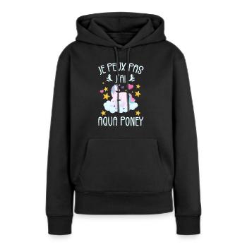 Je Peux Pas J'ai Aqua Poney - Sweat à capuche Premium bio Femme - noir - Devant - Julia (174cm)