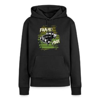 Framo pritsche Transporter Lkw DDR IFA Oldtimer - Frauen Premium Bio Hoodie - Schwarz - Vorne - Julia (174cm)