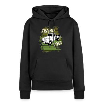 Framo pritsche Transporter Lkw DDR IFA Oldtimer - Frauen Premium Bio Hoodie - Schwarz - Vorne - Julia (174cm)