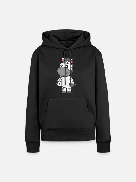 Zebra - Frauen Premium Bio Hoodie - Schwarz