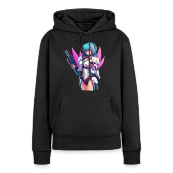 Manga Girl - E-Girl -Warrior Princess - Frauen Premium Bio Hoodie - Schwarz - Vorne - Julia (174cm)