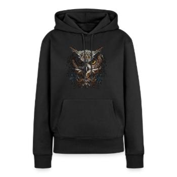 Eule Nachtvogel Vogel Tier Geschenk Kunst - Frauen Premium Bio Hoodie - Schwarz - Vorne - Julia (174cm)