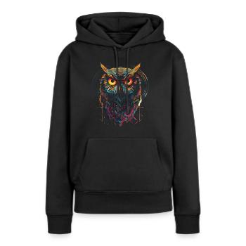 Eule Nachtvogel Vogel Tier Geschenk Kunst - Frauen Premium Bio Hoodie - Schwarz - Vorne - Julia (174cm)