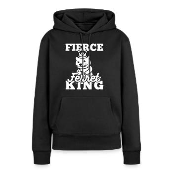 Putois furet - Sweat à capuche Premium bio Femme - noir - Devant - Julia (174cm)
