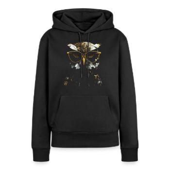 Eule Nachtvogel Vogel Tier Geschenk Brille - Frauen Premium Bio Hoodie - Schwarz - Vorne - Julia (174cm)